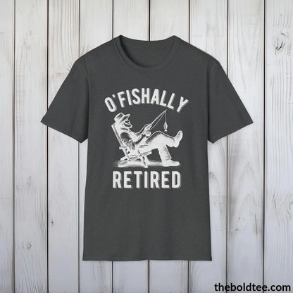 T-Shirt Dark Heather / S O'Fishally Retired T-Shirt - Premium Retirement Fishing Graphic Tee - Fishing Gift For Retiree - Funny Fishing Meme Shirt - 9 Colors