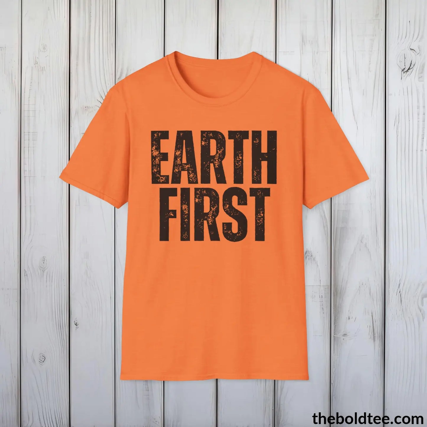 EARTH FIRTS Tee - Casual, Sustainable & Soft Cotton Crewneck Unisex T-Shirt - 9 Bold Colors