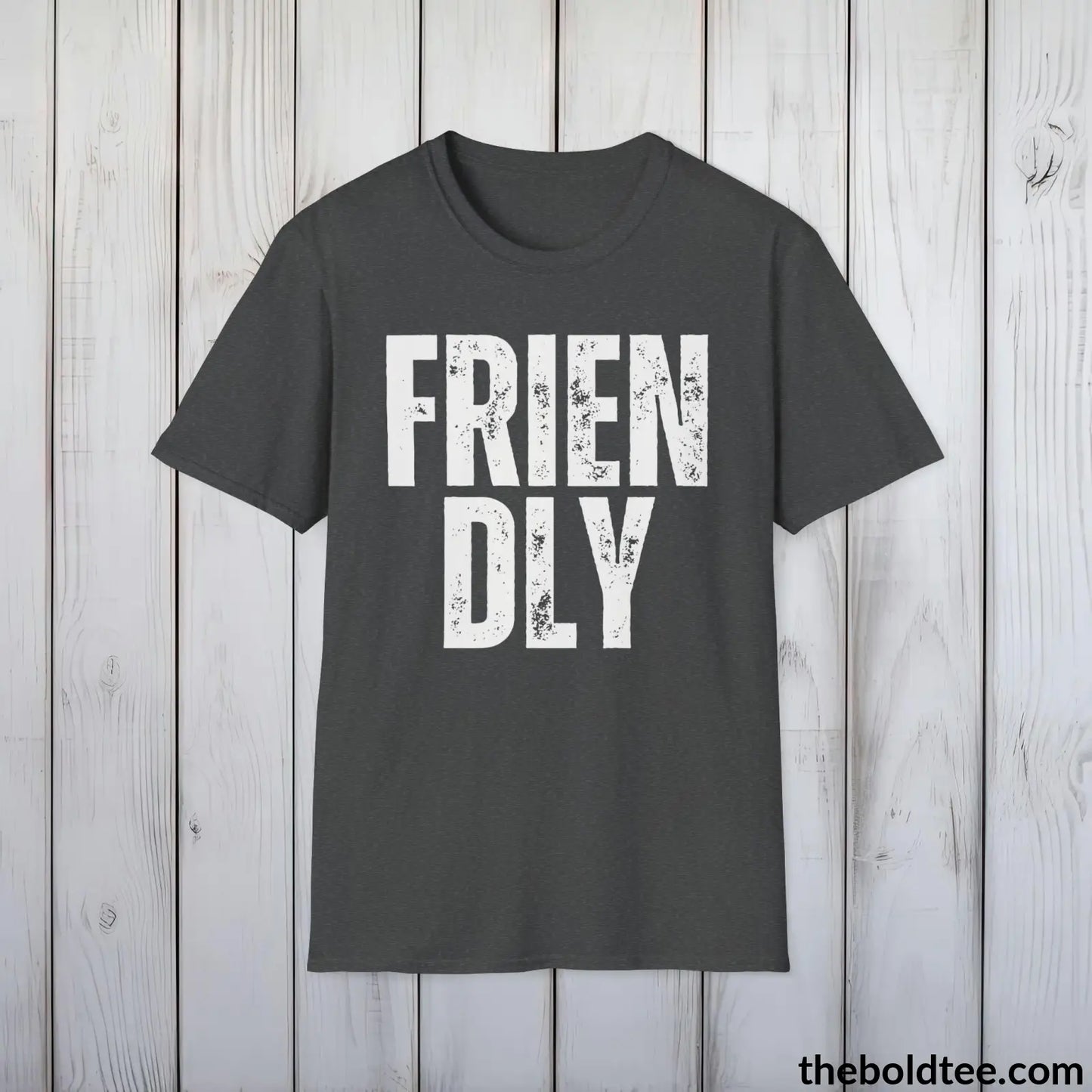 FRIENDLY Tee - Casual, Sustainable & Soft Cotton Crewneck Unisex T-Shirt - 9 Bold Colors