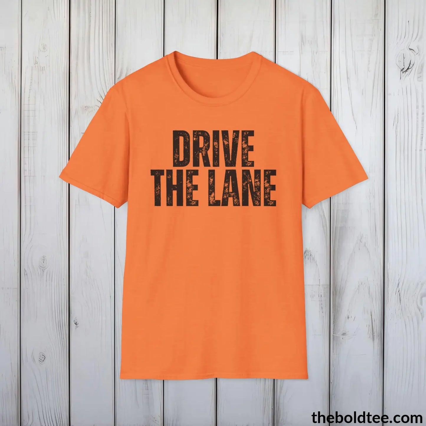 DRIVE THE LANE Basketball Tee - Sustainable & Soft Cotton Crewneck Unisex T-Shirt - 9 Bold Colors