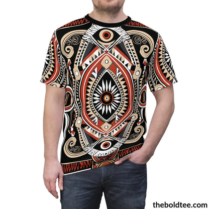 African Tribal Pattern Tee - Premium All Over Print Crewneck Shirt Prints