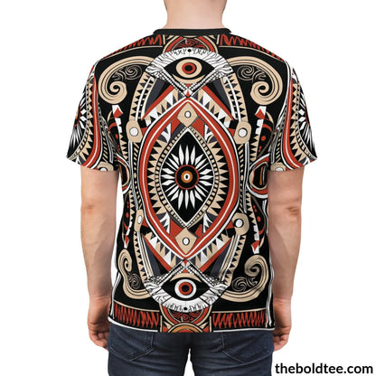 African Tribal Pattern Tee - Premium All Over Print Crewneck Shirt Prints