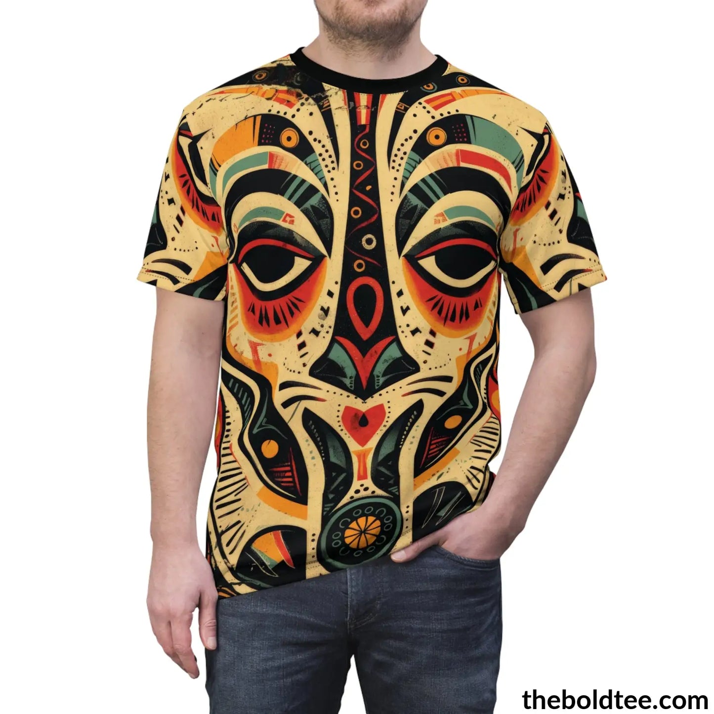 African Tribal Pattern Tee - Premium All Over Print Crewneck Shirt Prints