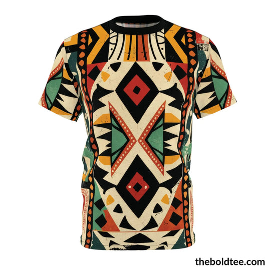 African Tribal Pattern Tee - Premium All Over Print Crewneck Shirt S Prints