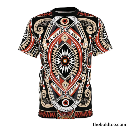 African Tribal Pattern Tee - Premium All Over Print Crewneck Shirt S Prints