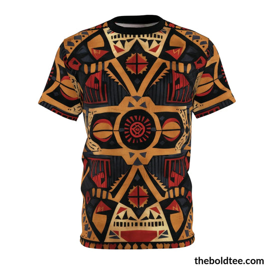 African Tribal Pattern Tee - Premium All Over Print Crewneck Shirt S Prints