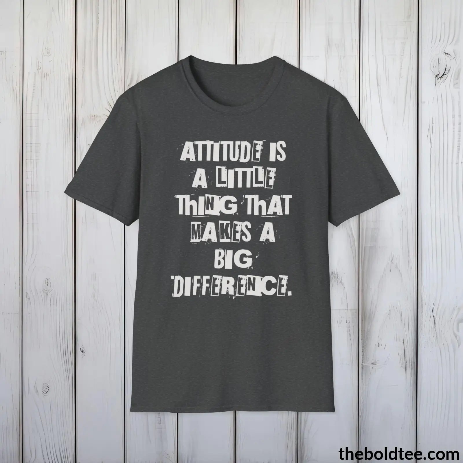 Attitude Tee - Premium Soft Cotton Crewneck Unisex T - Shirt 9 Bold Colors Dark Heather / S