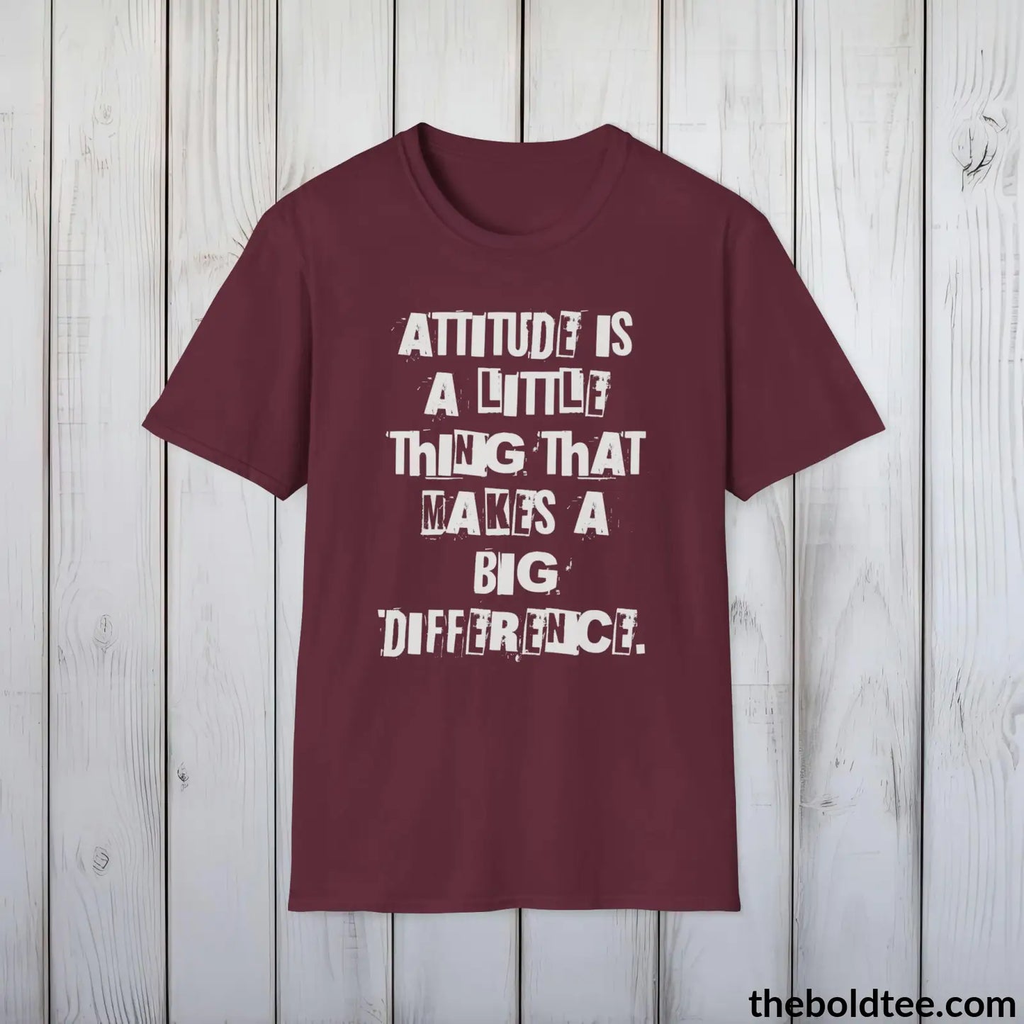 Attitude Tee - Premium Soft Cotton Crewneck Unisex T - Shirt 9 Bold Colors Maroon / S