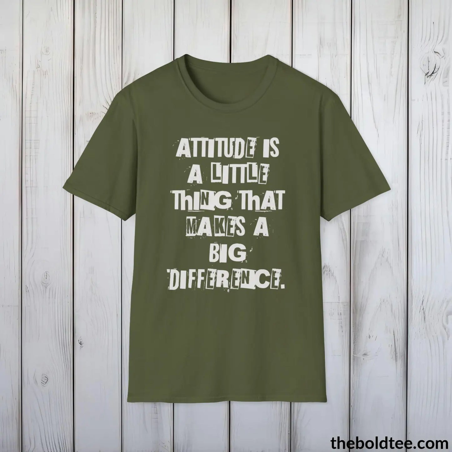 Attitude Tee - Premium Soft Cotton Crewneck Unisex T - Shirt 9 Bold Colors Military Green / S