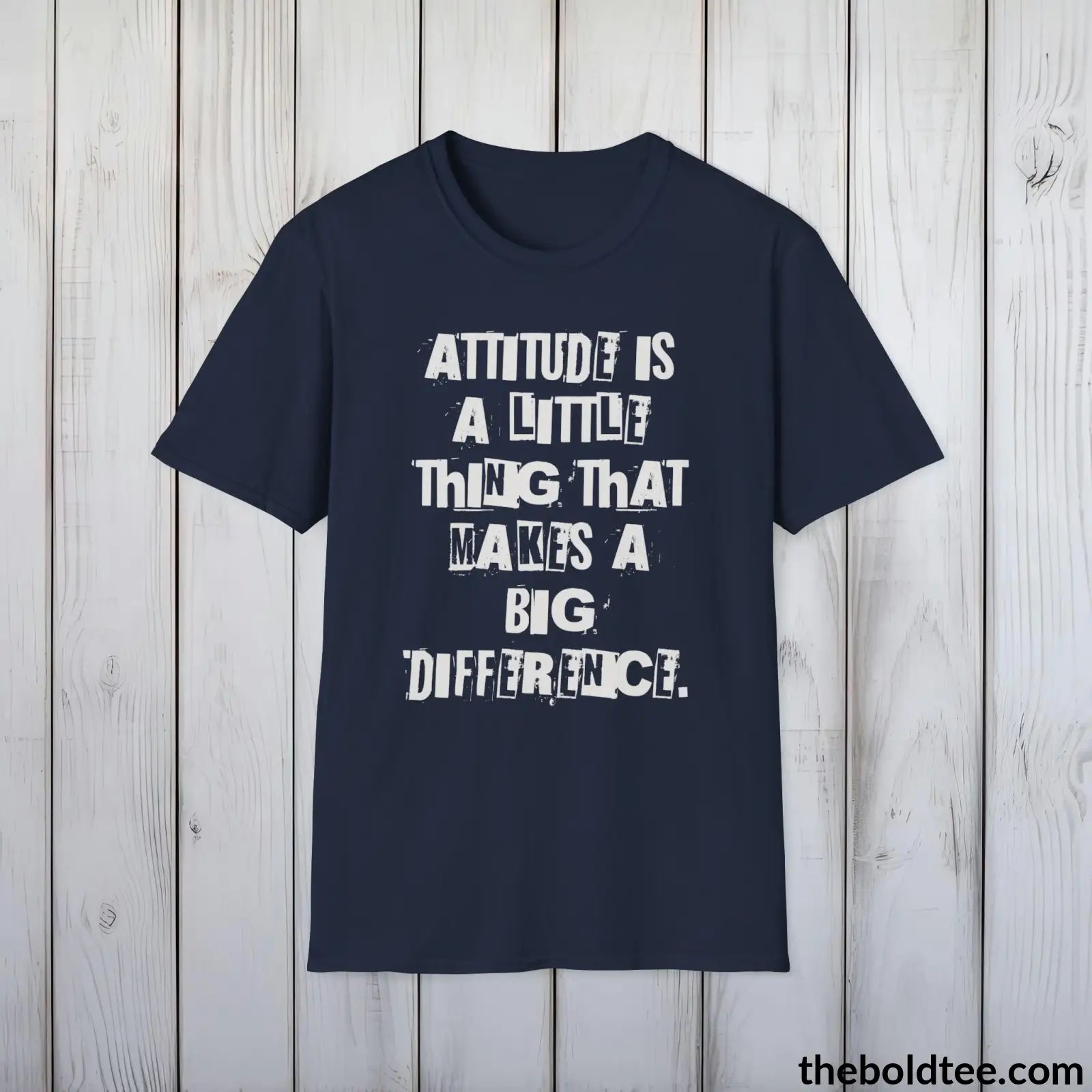 Attitude Tee - Premium Soft Cotton Crewneck Unisex T - Shirt 9 Bold Colors Navy / S