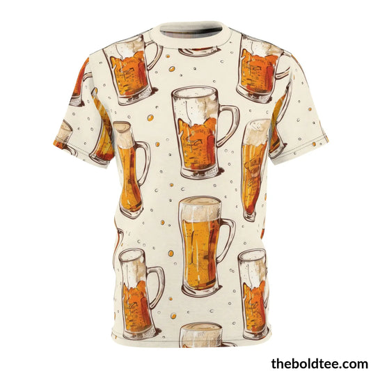 Beer Tee - Premium All Over Print Crewneck Shirt Black Stitching / 6 Oz. S Prints