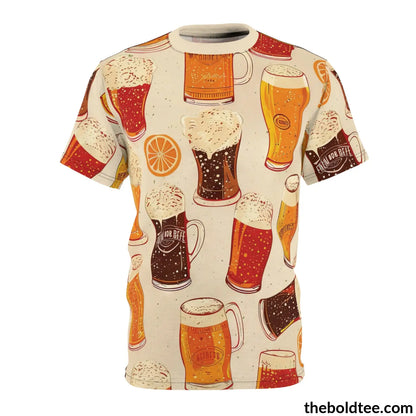 Beer Tee - Premium All Over Print Crewneck Shirt Black Stitching / 6 Oz. S Prints