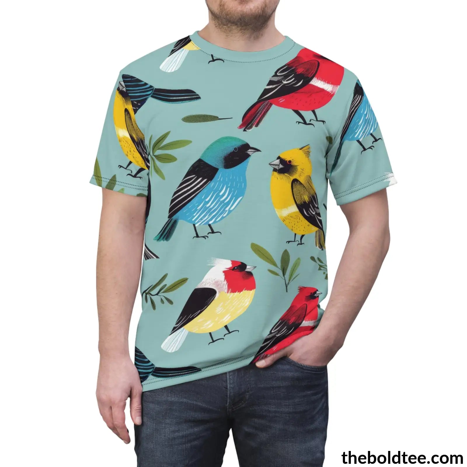 Birds Tee - Premium All Over Print Crewneck Shirt Prints