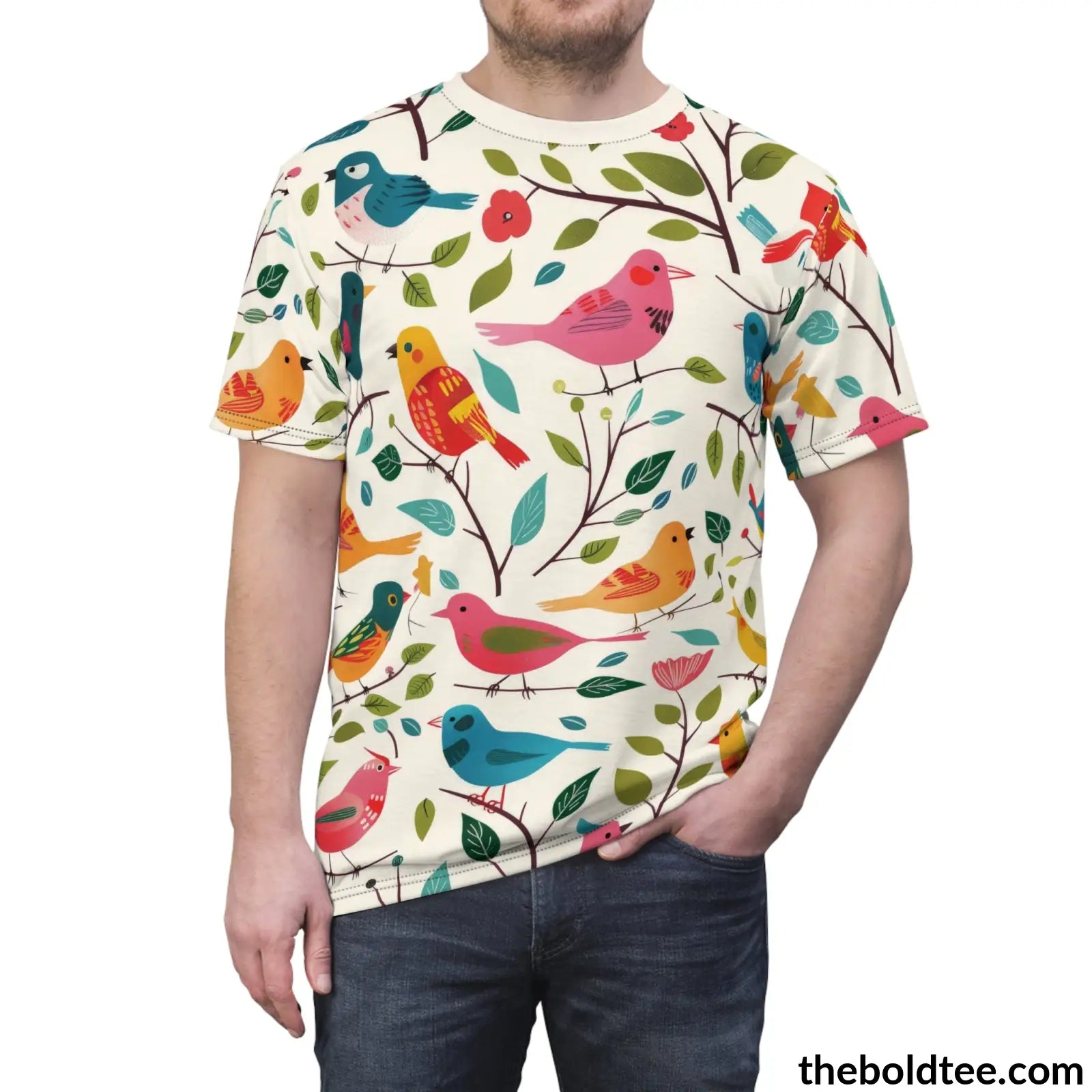 Birds Tee - Premium All Over Print Crewneck Shirt Prints