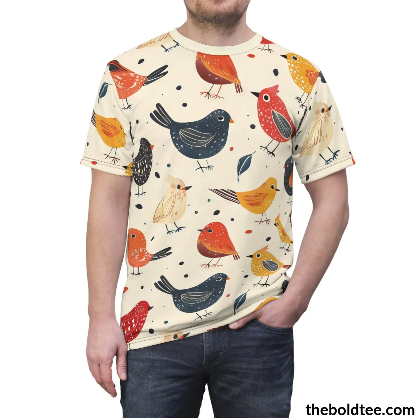 Birds Tee - Premium All Over Print Crewneck Shirt Prints