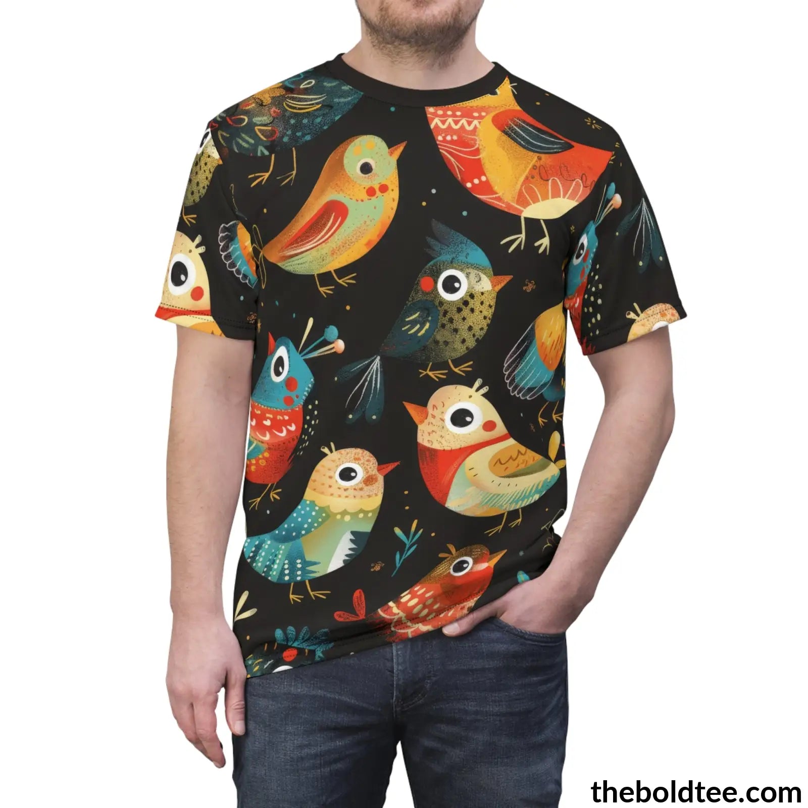 Birds Tee - Premium All Over Print Crewneck Shirt Prints