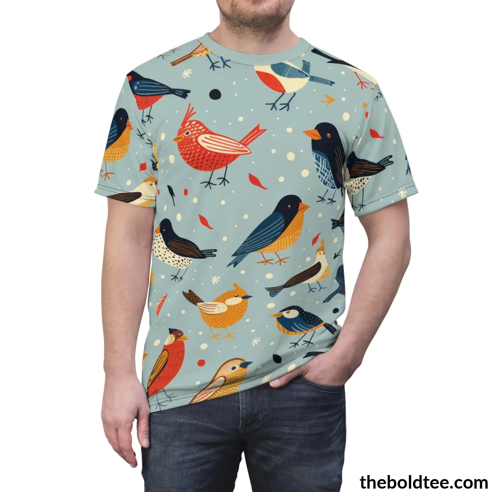 Birds Tee - Premium All Over Print Crewneck Shirt Prints