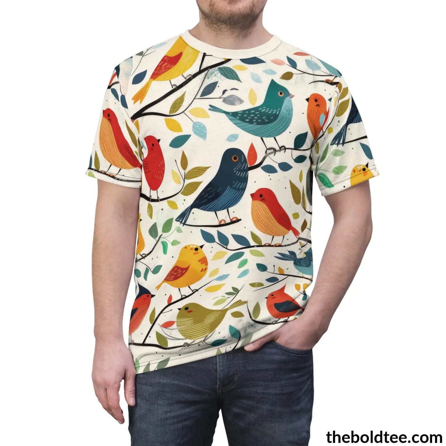 Birds Tee - Premium All Over Print Crewneck Shirt Prints