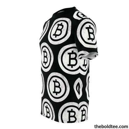 Bitcoin Cryptocurrency Tee - Premium Black All Over Print Crewneck Prints