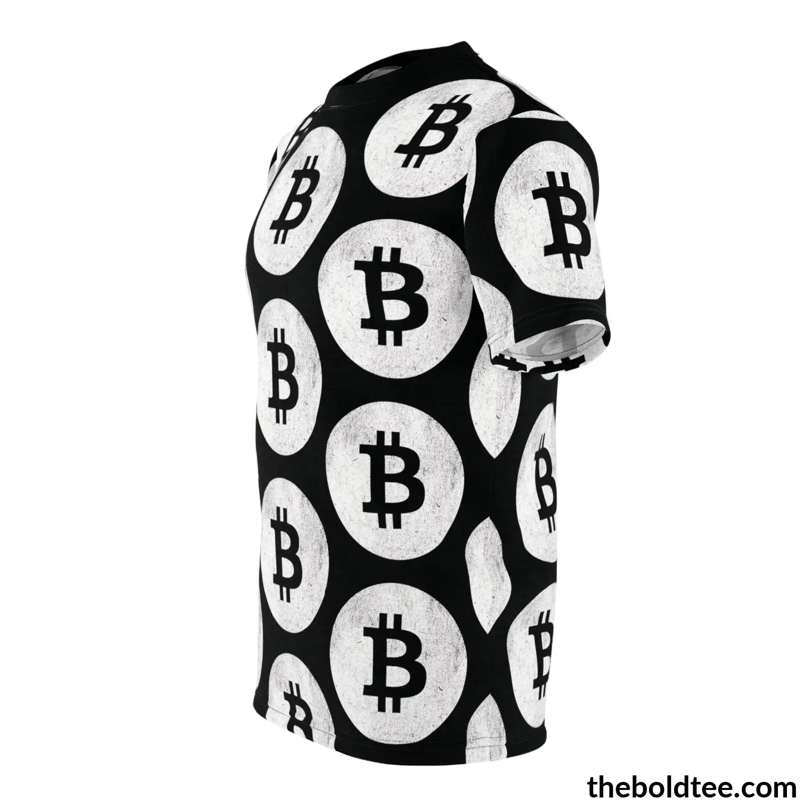 Bitcoin Cryptocurrency Tee - Premium Black All Over Print Crewneck Prints