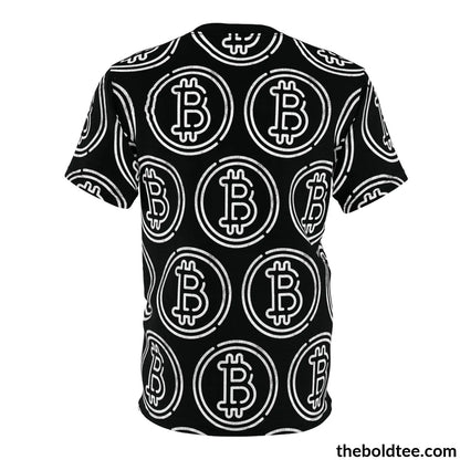 Bitcoin Cryptocurrency Tee - Premium Black All Over Print Crewneck Prints