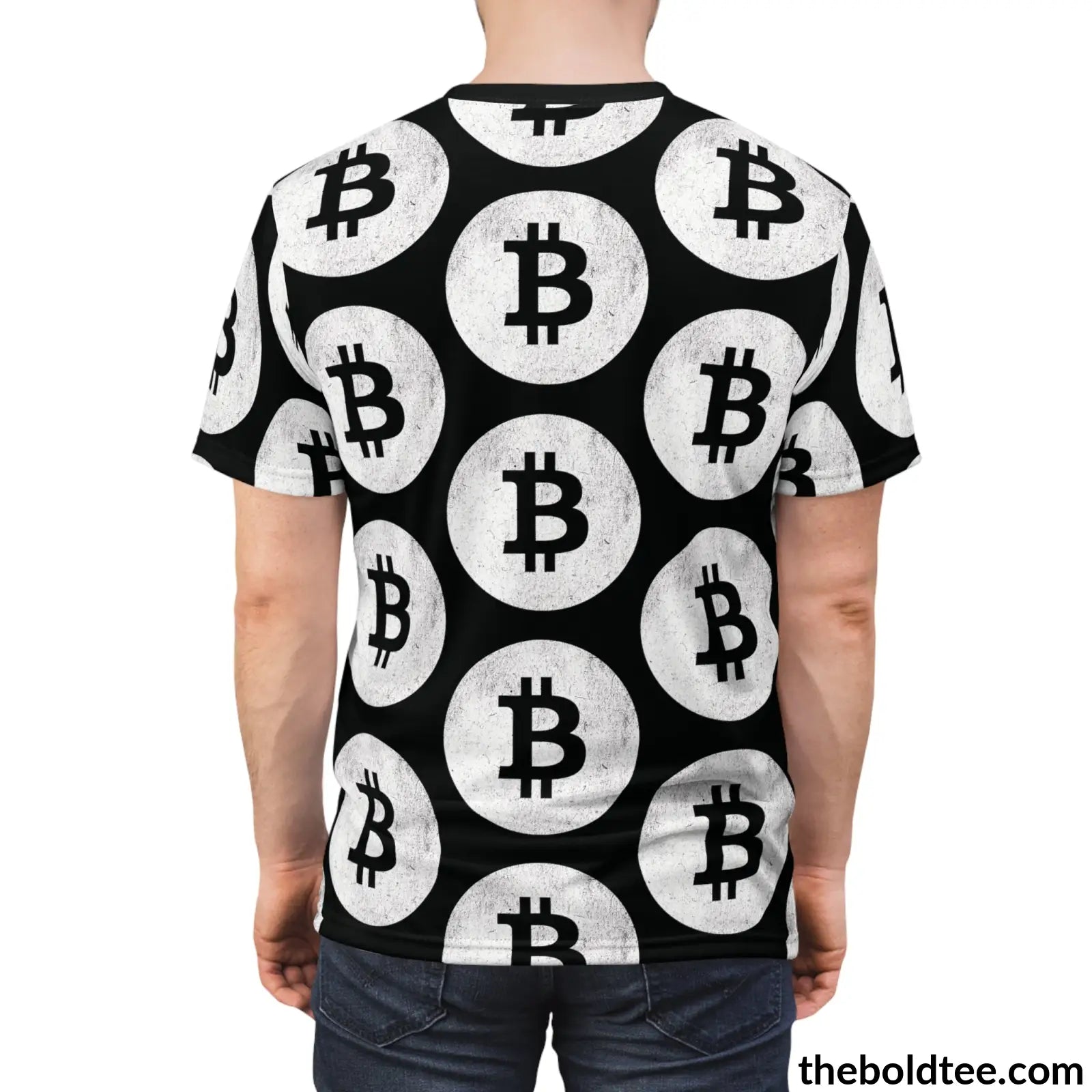 Bitcoin Cryptocurrency Tee - Premium Black All Over Print Crewneck Prints