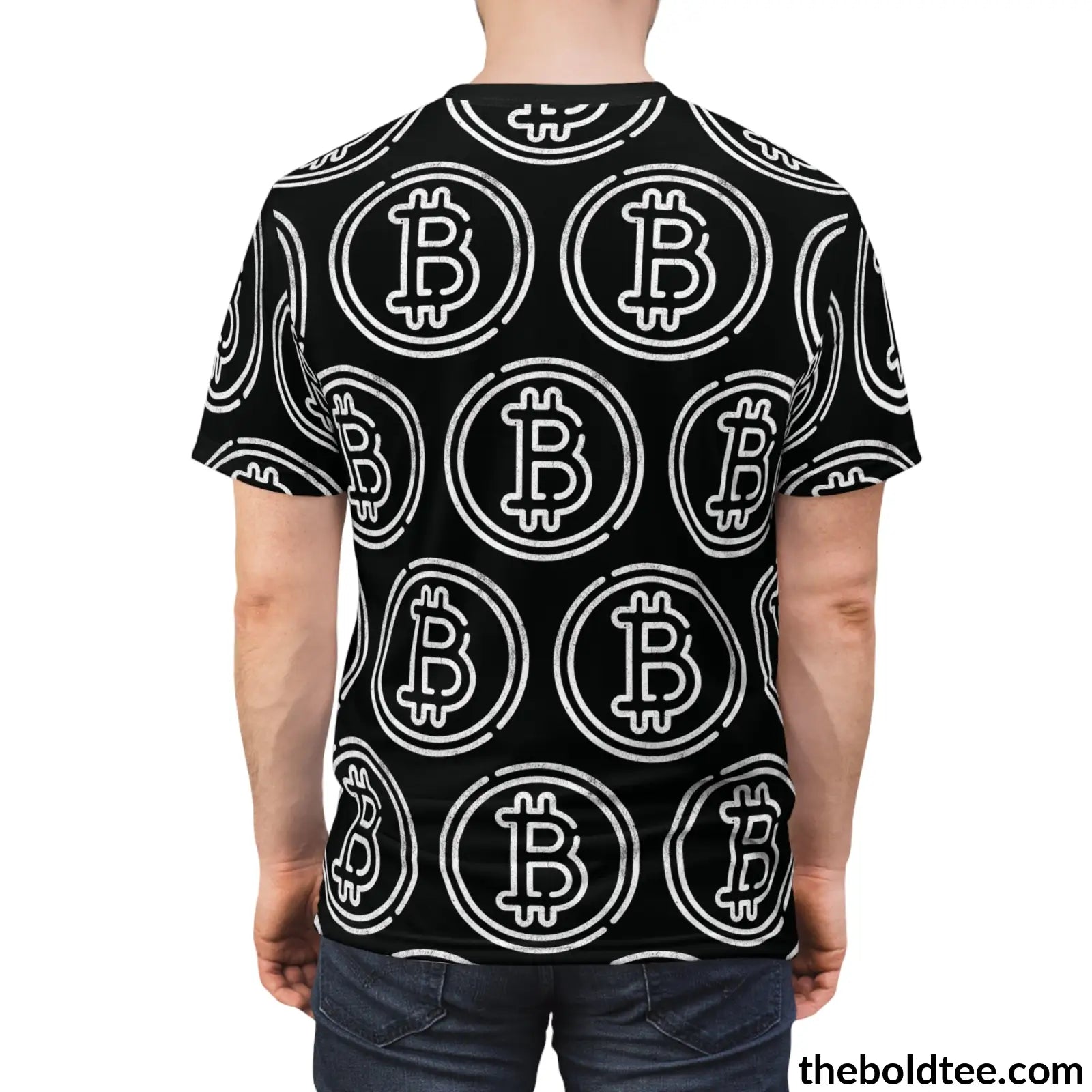 Bitcoin Cryptocurrency Tee - Premium Black All Over Print Crewneck Prints