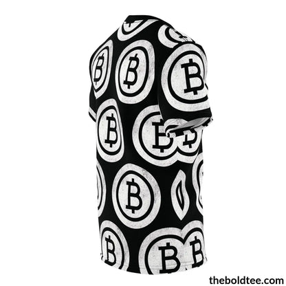 Bitcoin Cryptocurrency Tee - Premium Black All Over Print Crewneck Prints