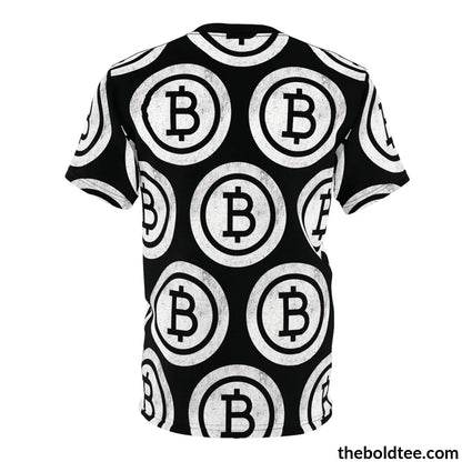 Bitcoin Cryptocurrency Tee - Premium Black All Over Print Crewneck Prints