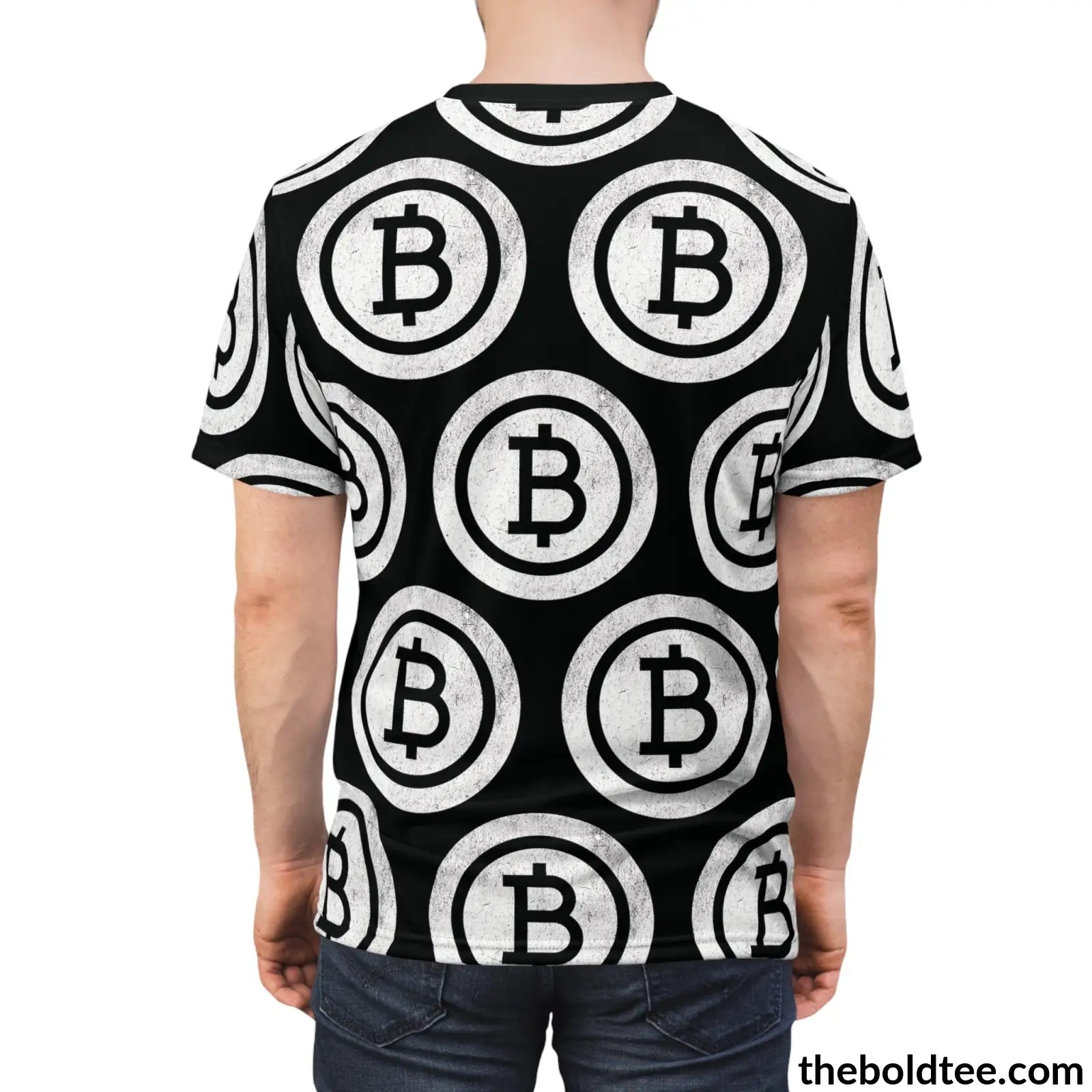 Bitcoin Cryptocurrency Tee - Premium Black All Over Print Crewneck Prints