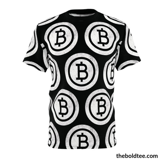 Bitcoin Cryptocurrency Tee - Premium Black All Over Print Crewneck Stitching / 6 Oz. S Prints