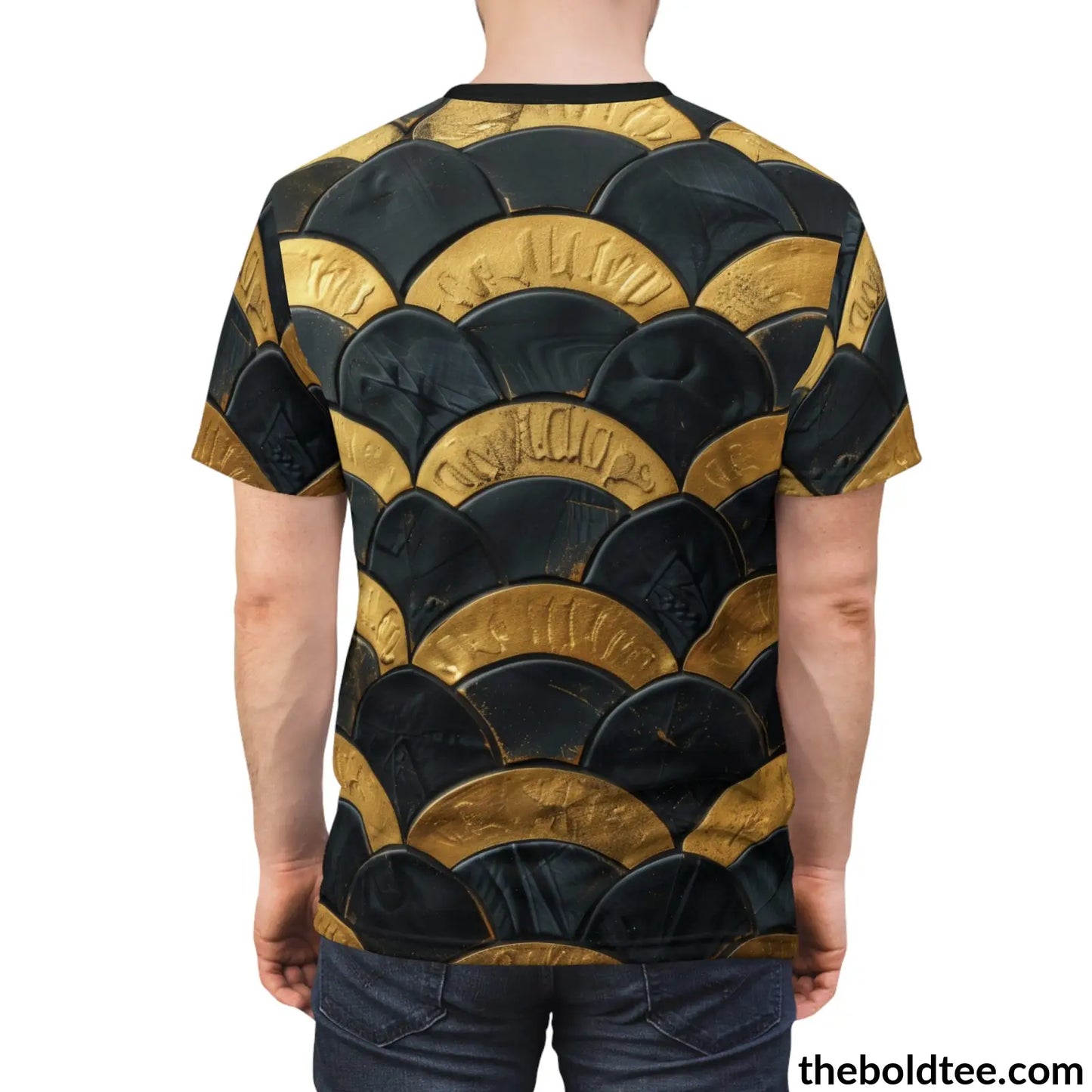 Black & Gold Tee - Premium All Over Print Crewneck Shirt Prints