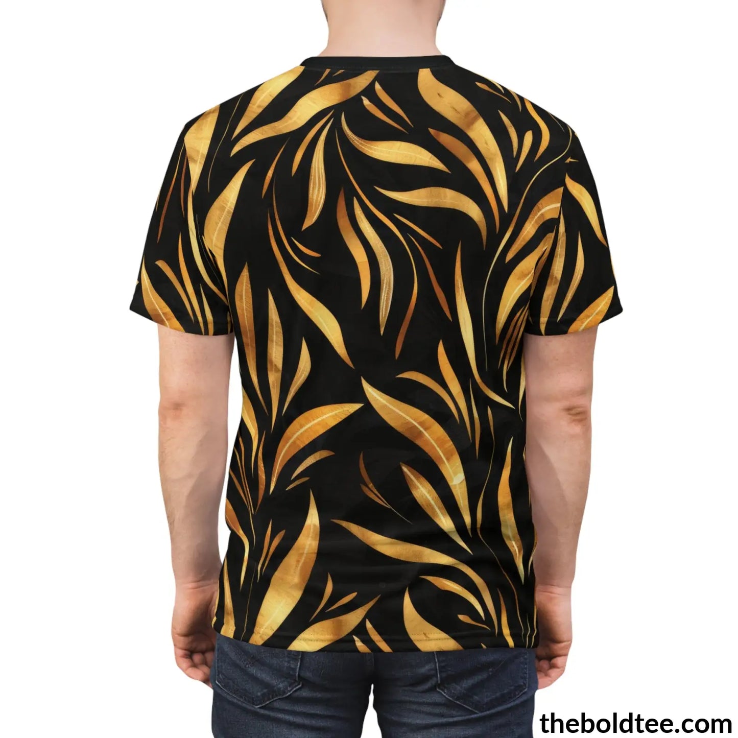 Black & Gold Tee - Premium All Over Print Crewneck Shirt Prints