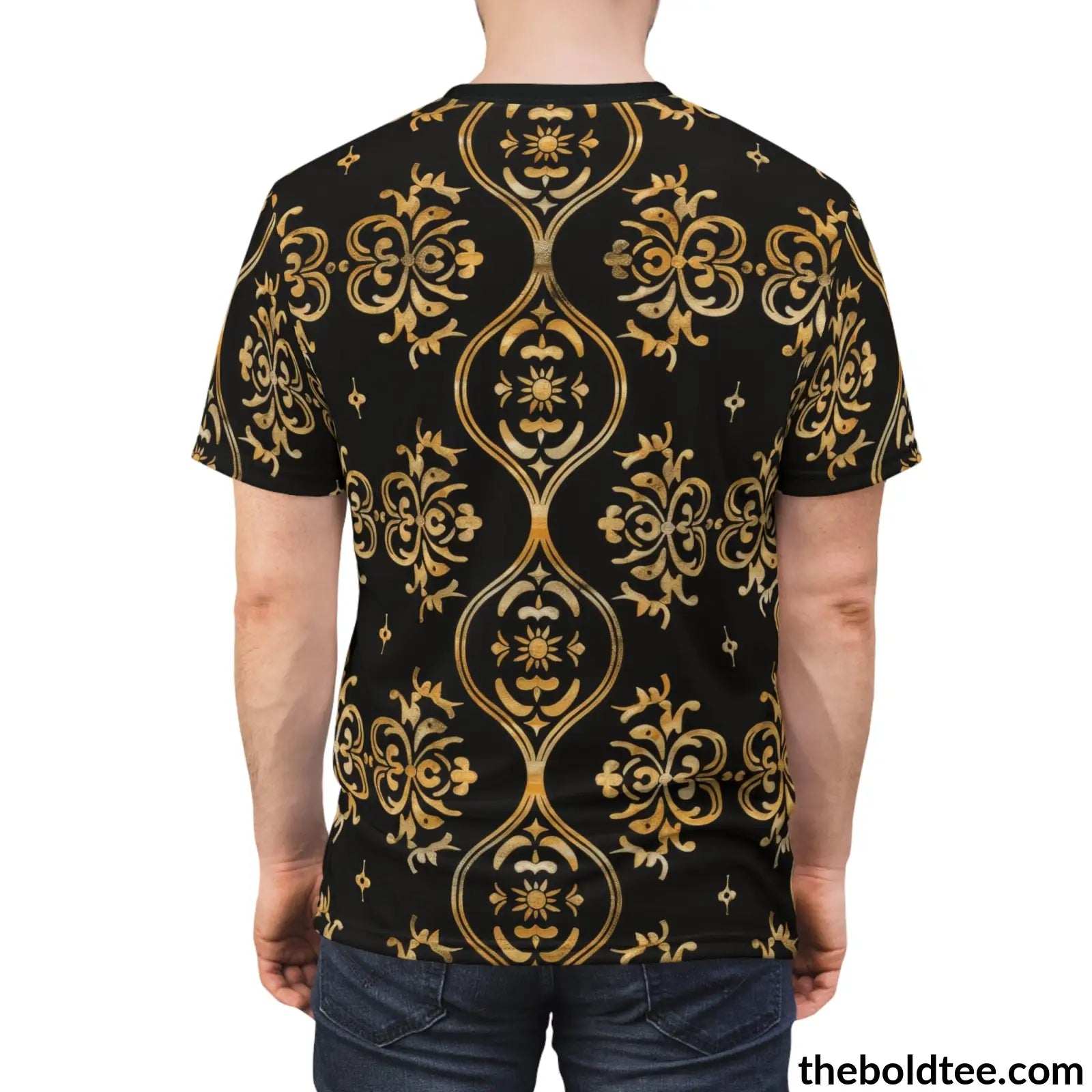 Black & Gold Tee - Premium All Over Print Crewneck Shirt Prints