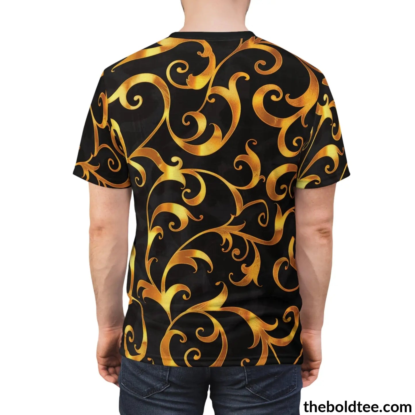 Black & Gold Tee - Premium All Over Print Crewneck Shirt Prints