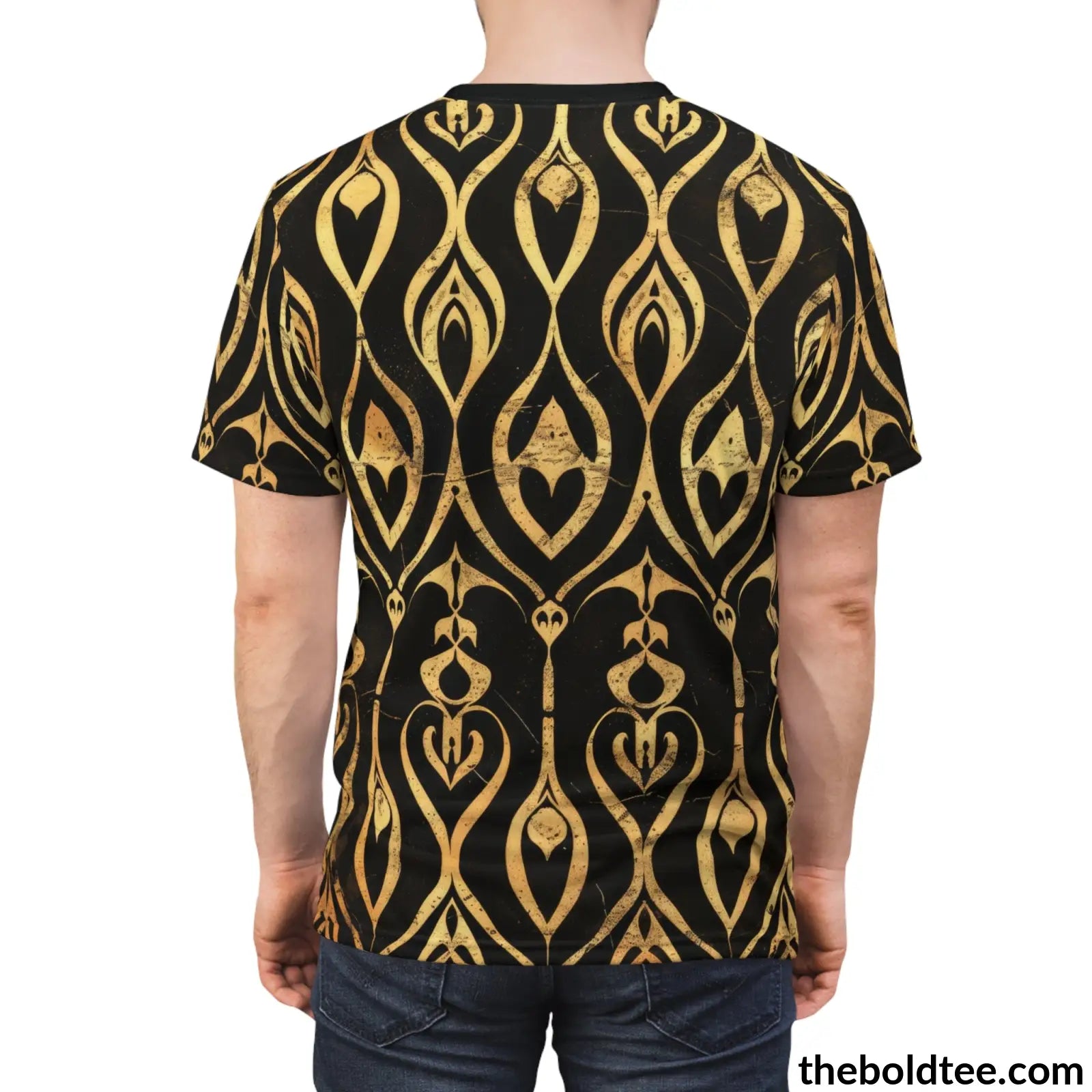 Black & Gold Tee - Premium All Over Print Crewneck Shirt Prints