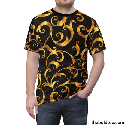 Black & Gold Tee - Premium All Over Print Crewneck Shirt Prints