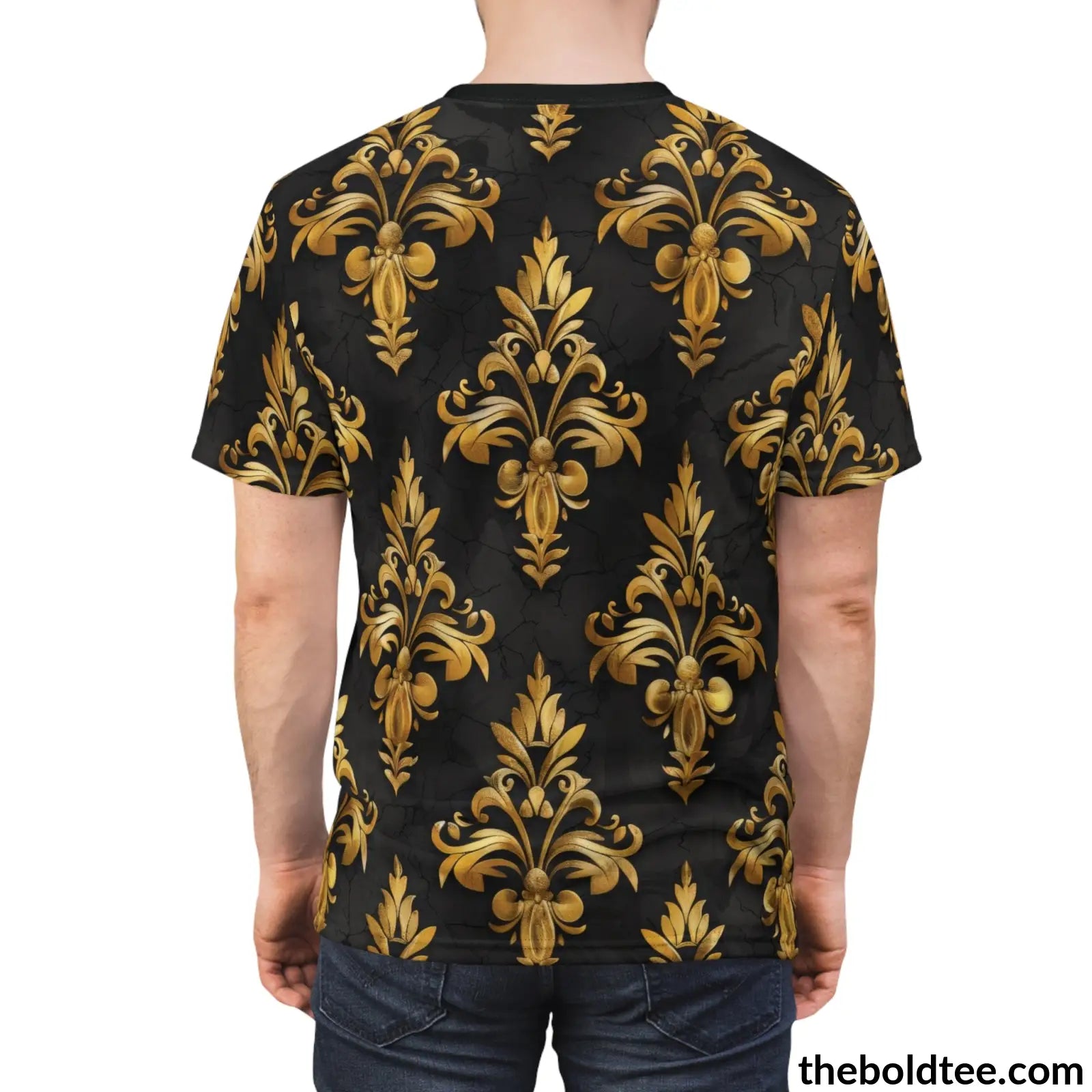 Black & Gold Tee - Premium All Over Print Crewneck Shirt Prints