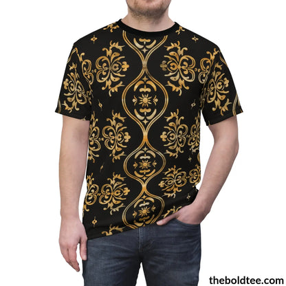 Black & Gold Tee - Premium All Over Print Crewneck Shirt Prints