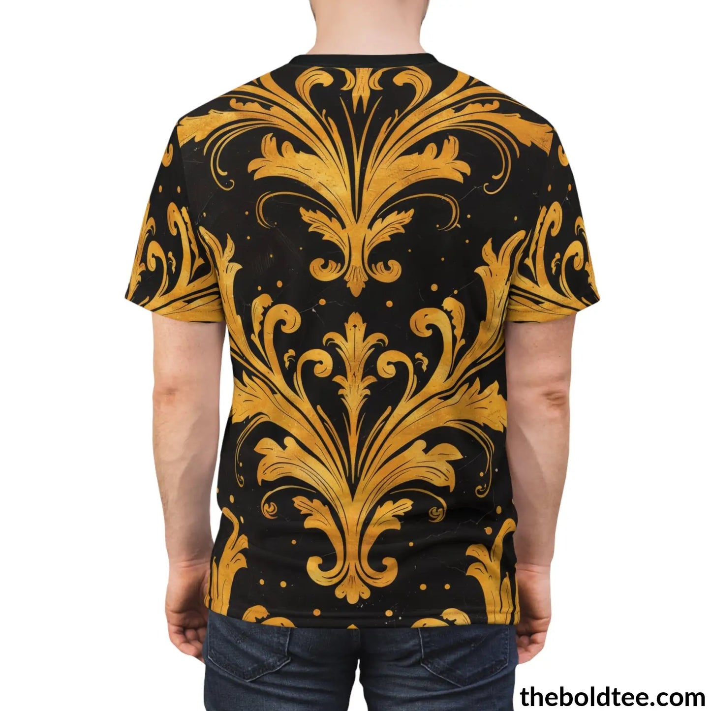 Black & Gold Tee - Premium All Over Print Crewneck Shirt Prints