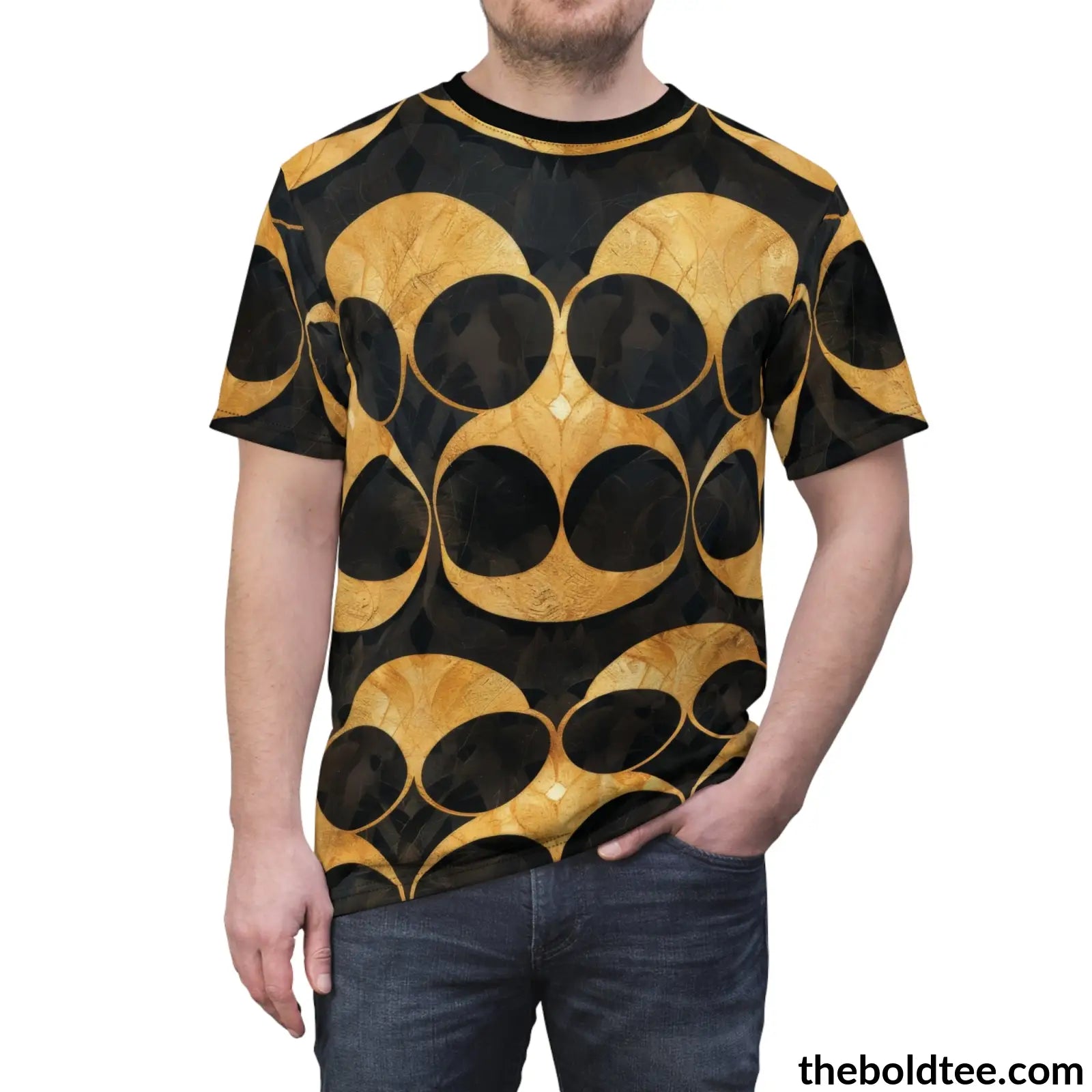 Black & Gold Tee - Premium All Over Print Crewneck Shirt Prints