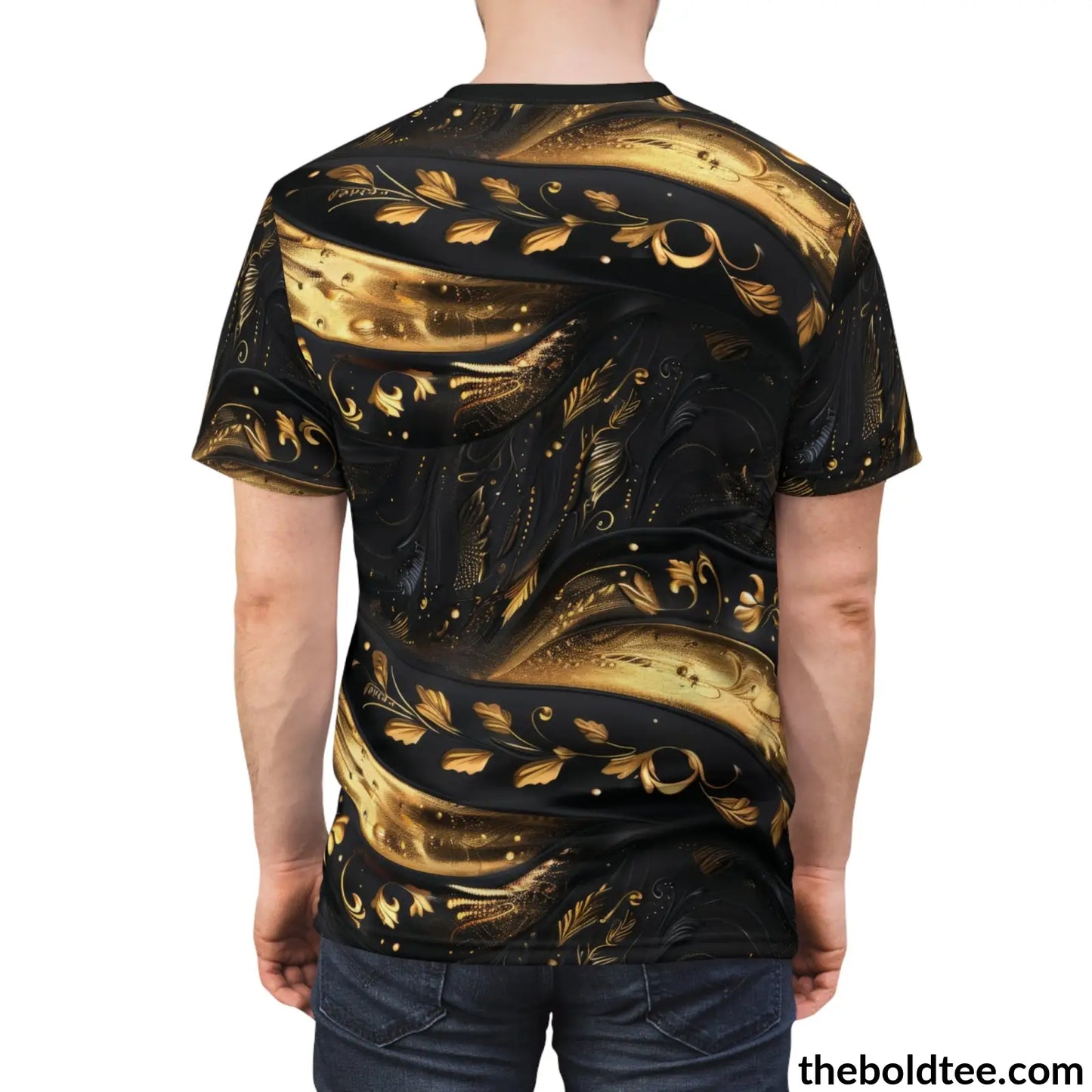 Black & Gold Tee - Premium All Over Print Crewneck Shirt Prints