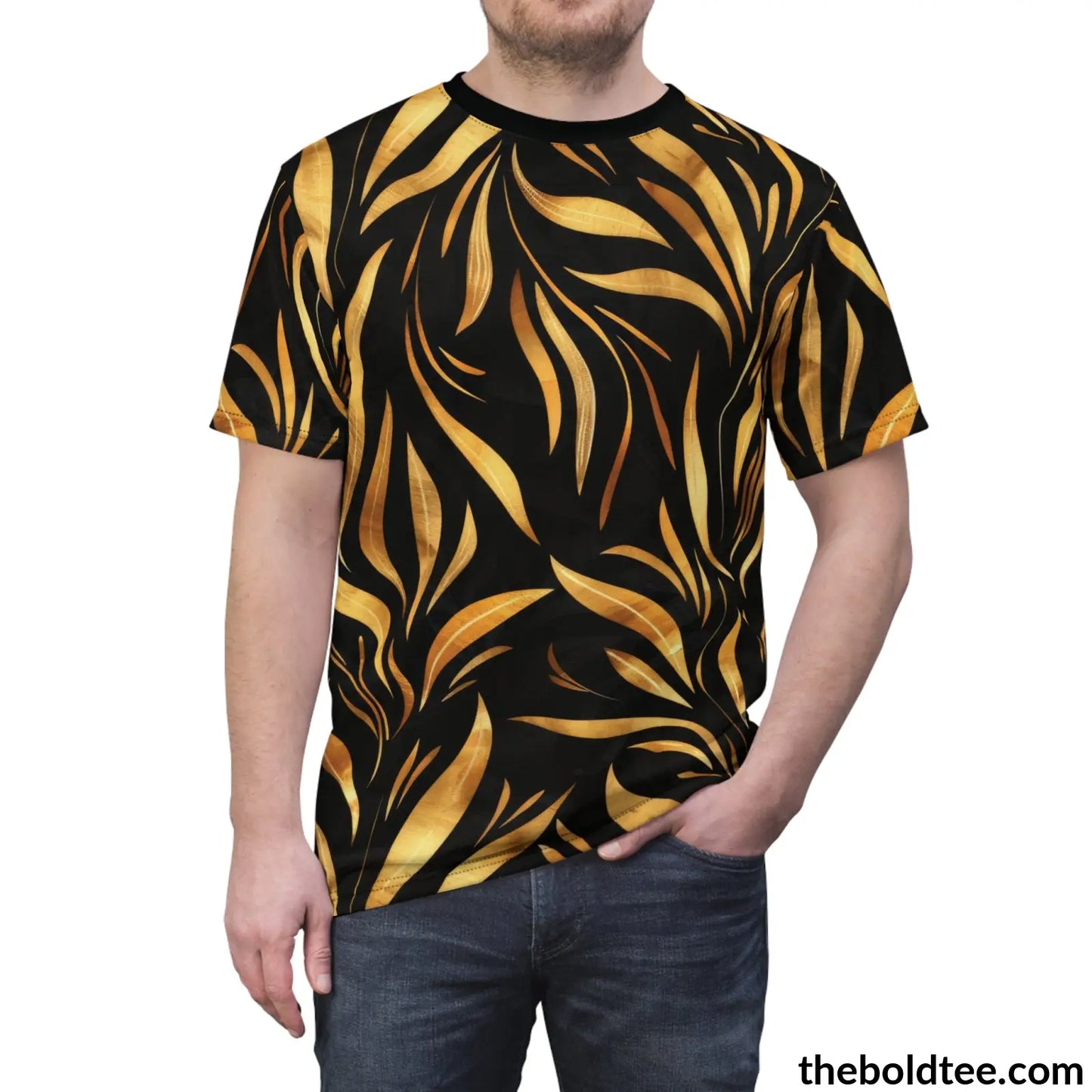 Black & Gold Tee - Premium All Over Print Crewneck Shirt Prints