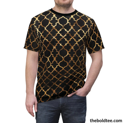 Black & Gold Tee - Premium All Over Print Crewneck Shirt Prints