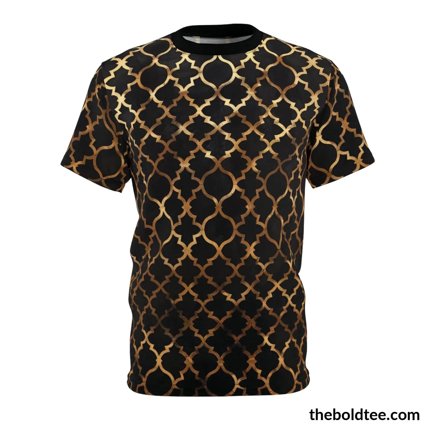 Black & Gold Tee - Premium All Over Print Crewneck Shirt Stitching / 6 Oz. S Prints