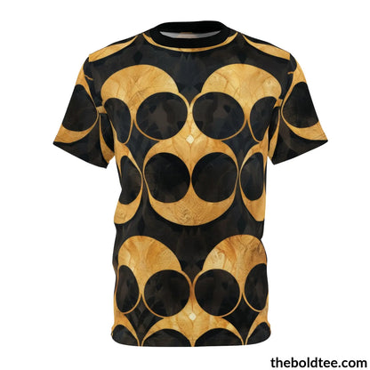 Black & Gold Tee - Premium All Over Print Crewneck Shirt Stitching / 6 Oz. S Prints