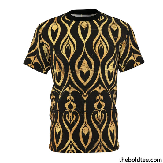 Black & Gold Tee - Premium All Over Print Crewneck Shirt Stitching / 6 Oz. S Prints