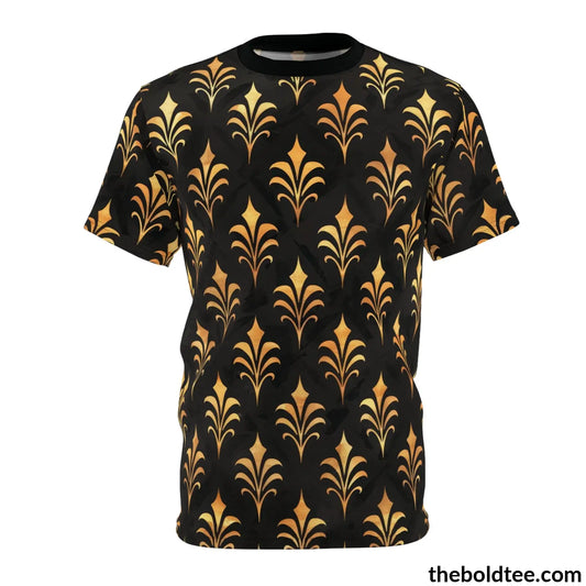 Black & Gold Tee - Premium All Over Print Crewneck Shirt Stitching / 6 Oz. S Prints