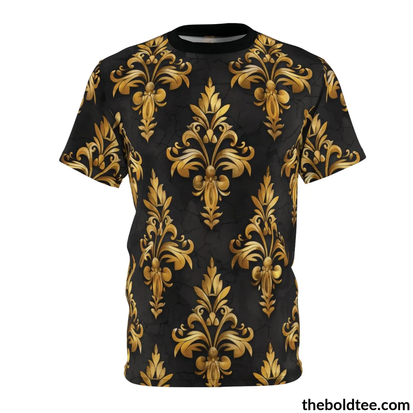 Black & Gold Tee - Premium All Over Print Crewneck Shirt Stitching / 6 Oz. S Prints