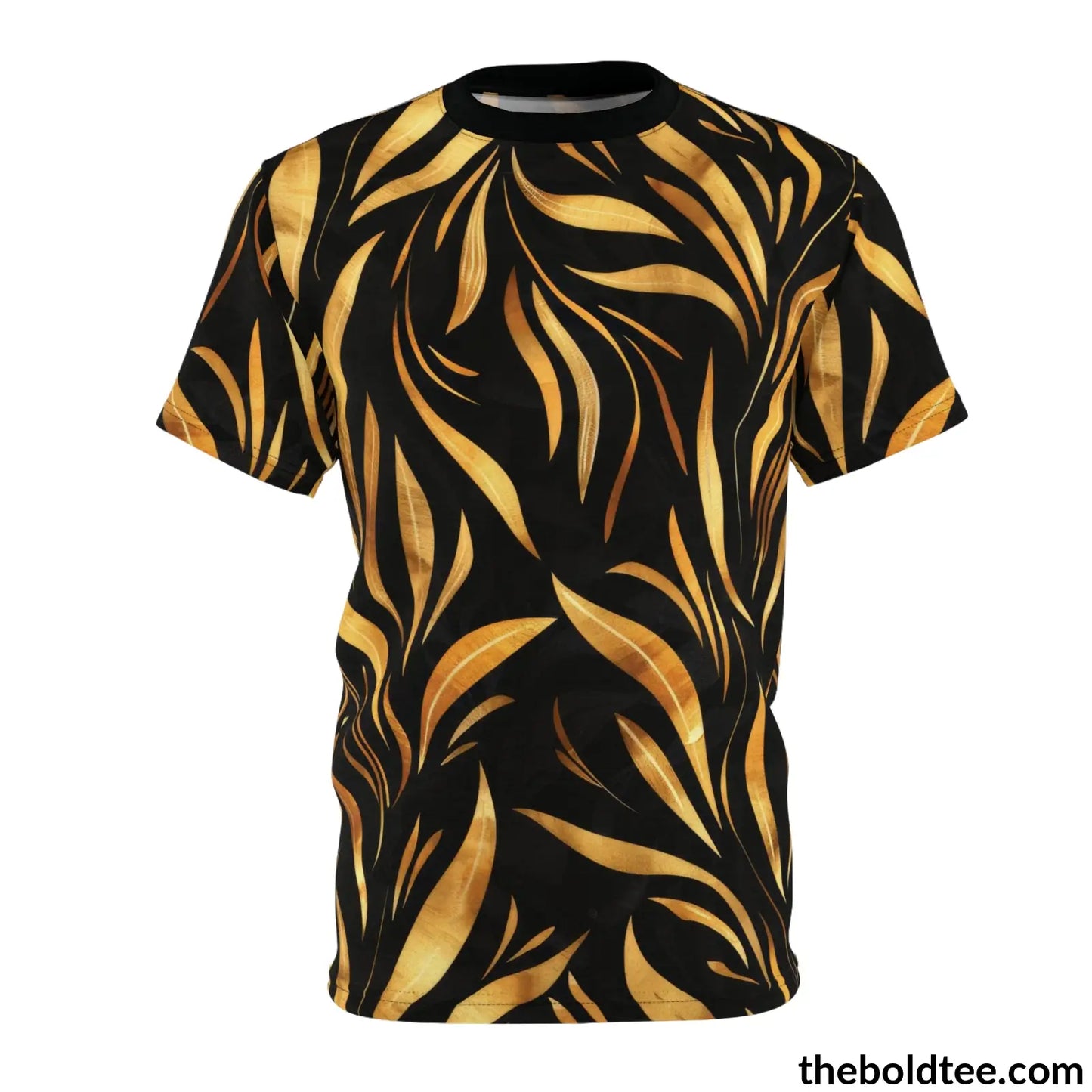 Black & Gold Tee - Premium All Over Print Crewneck Shirt Stitching / 6 Oz. S Prints